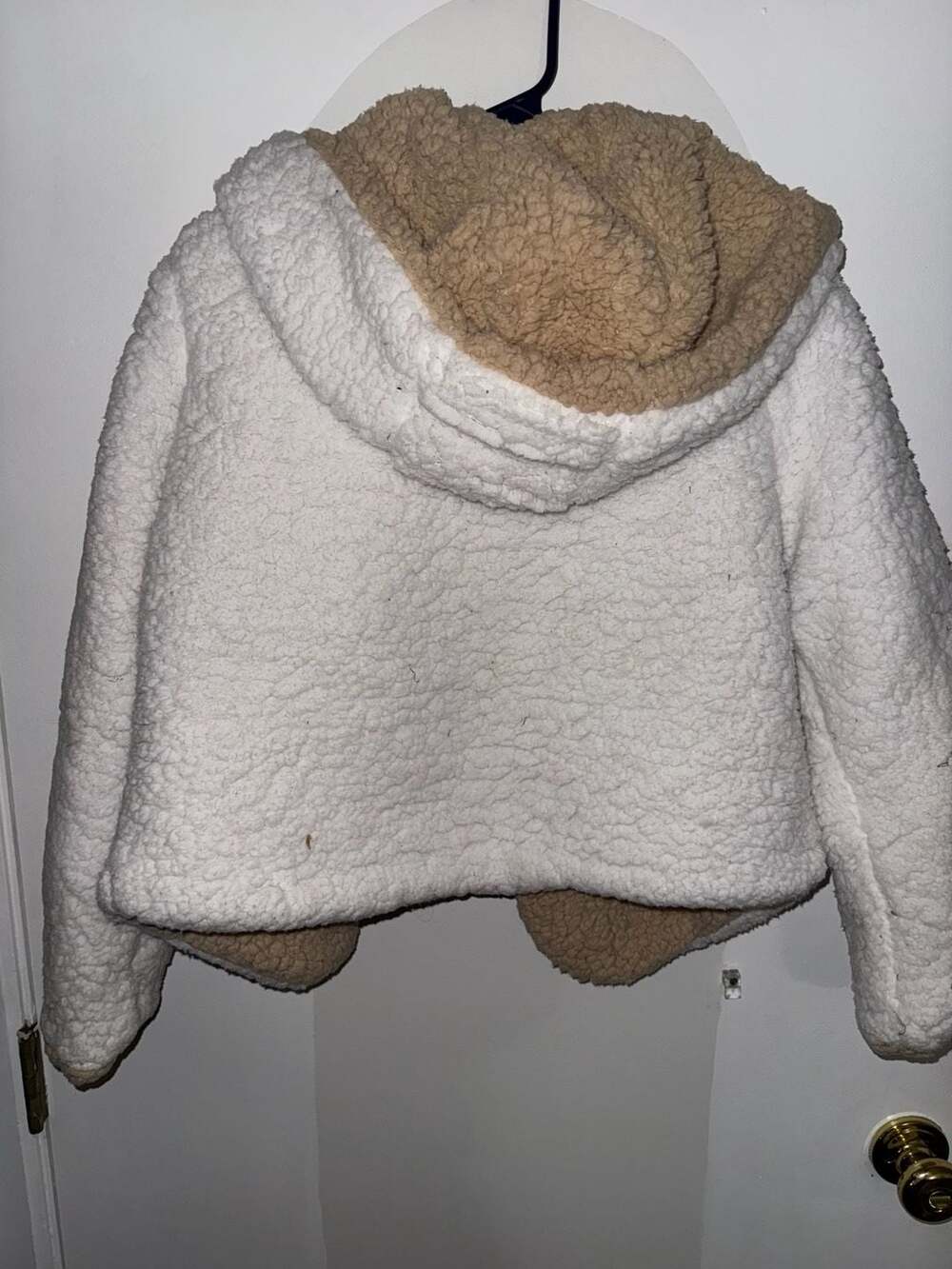 Zaful Reversible Teddy Sherpa Open Front Hooded Jacket View 4